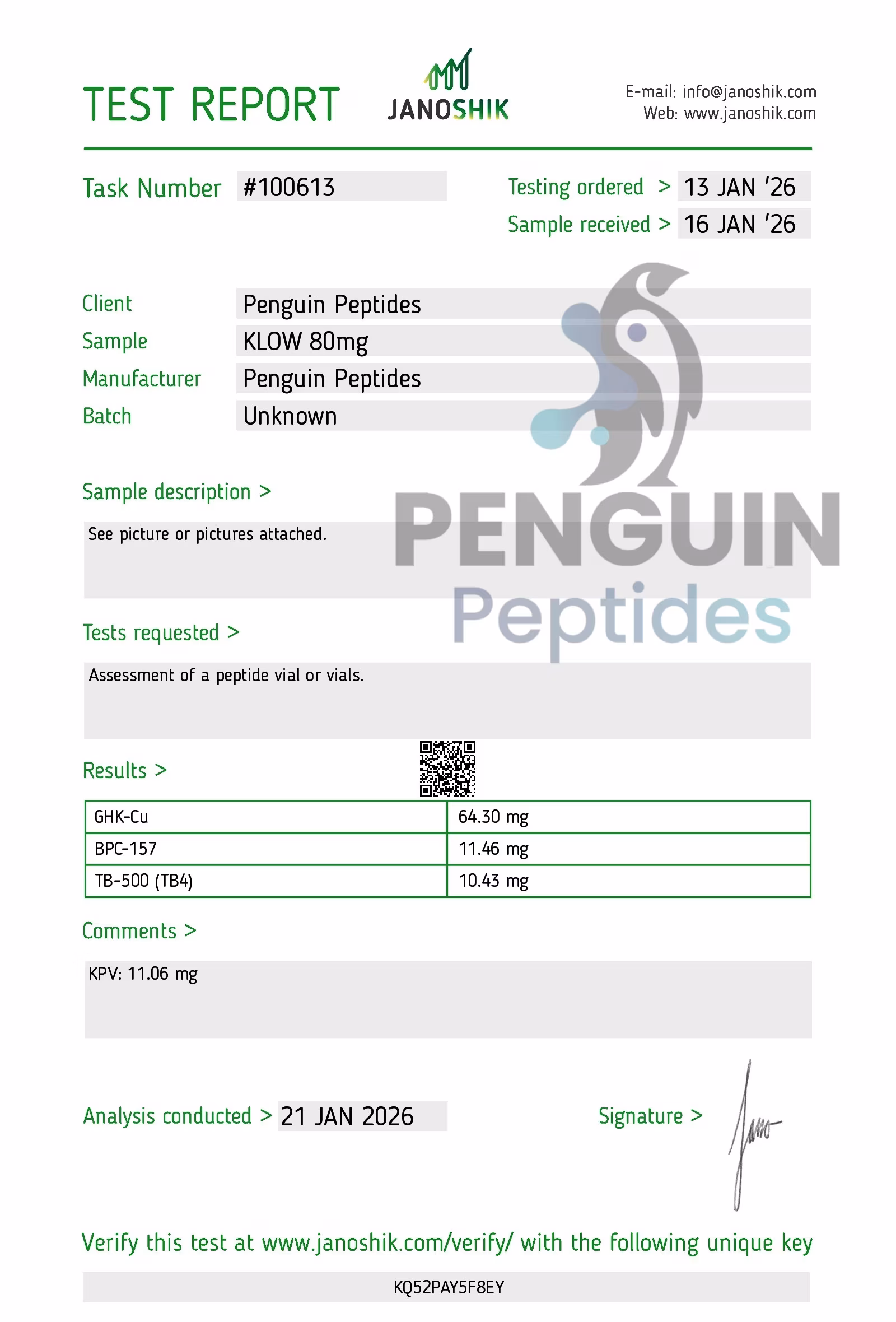 klow 80mg janoshik lab test report